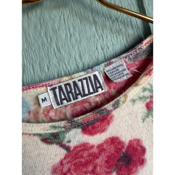 Vintage Tarazzia Floral Lambswool Sweater Women’s M 90s Cottagecore Roses - Picture 4 of 5